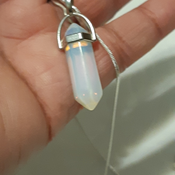 Moon Stone Necklace, Necklace Is Stamped 925, Pendant Is Not, Necklace Is 24.5"L - Picture 8 of 12